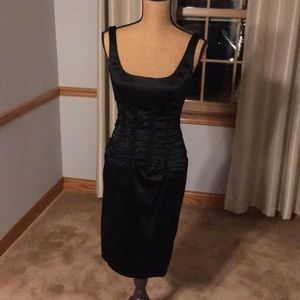 Classy black satin like material cocktail dress